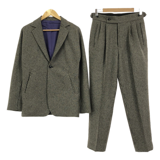 【미품】 Needles / 니들스 | 2023AW | 셋업 MILES JACKET POLY HOUNDSTOOTH / TUCKED S/T TROUSER 치조 격자 무늬 테일러드 재킷 / 슬랙스 | XS | 회색 | 남성