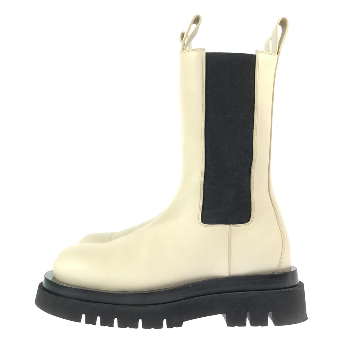 [Beautiful Condition] BOTTEGA VENETA | Lug Boots | Side Gore Leather Lug Boots | Size 37 | White/Black | Women's