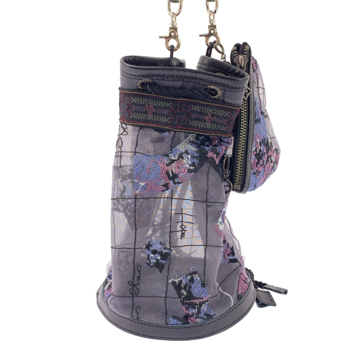 ha | za | ma / Hazama | 帶小袋的刺繡蕾絲抽繩單肩包 |