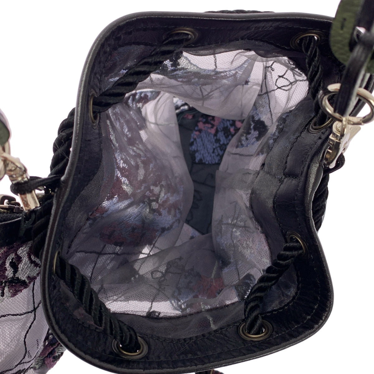 ha | za | ma / Hazama | 帶小袋的刺繡蕾絲抽繩單肩包 |