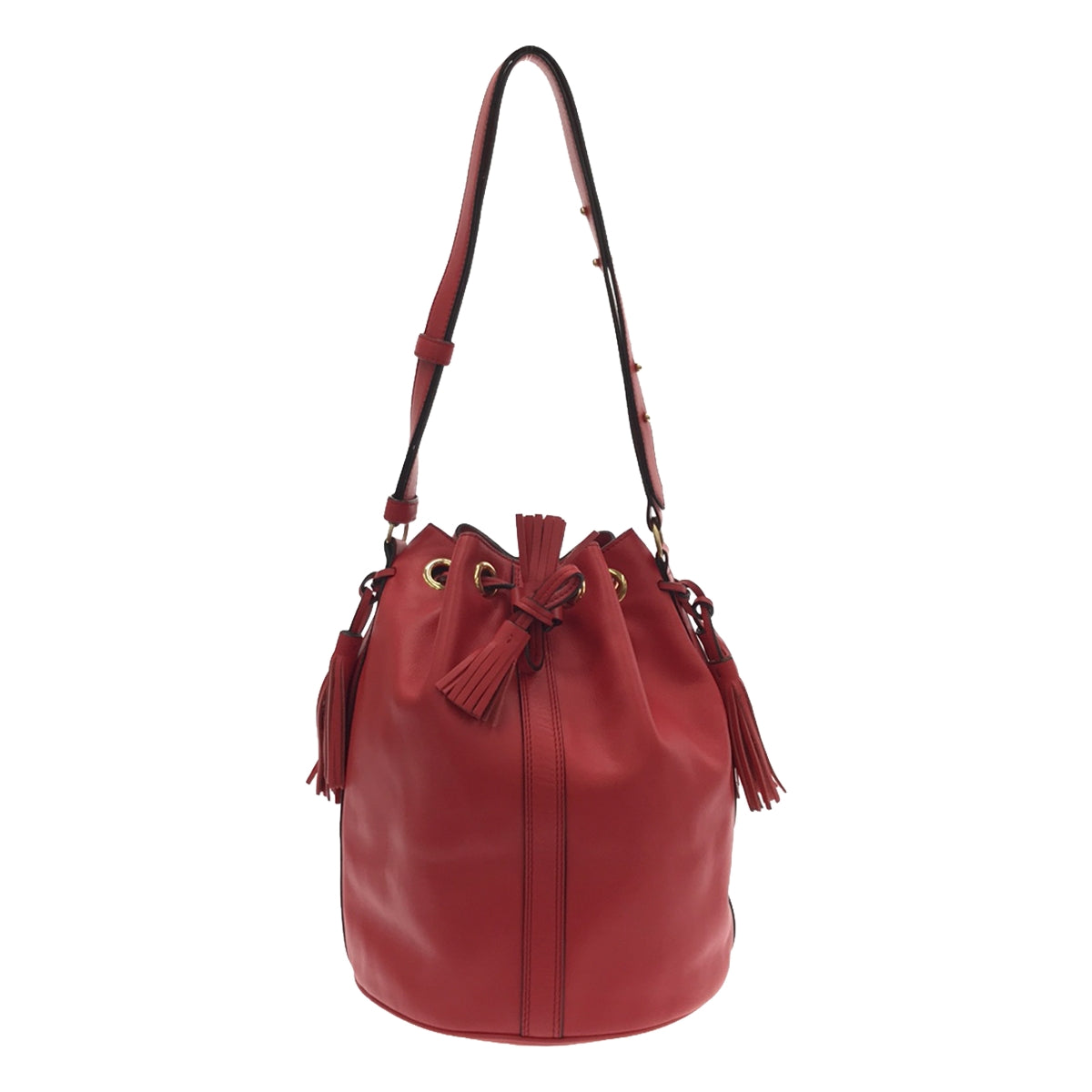 [狀況良好] J&amp;M DAVIDSON |流蘇皮革肩背包 |紅色 |女性的