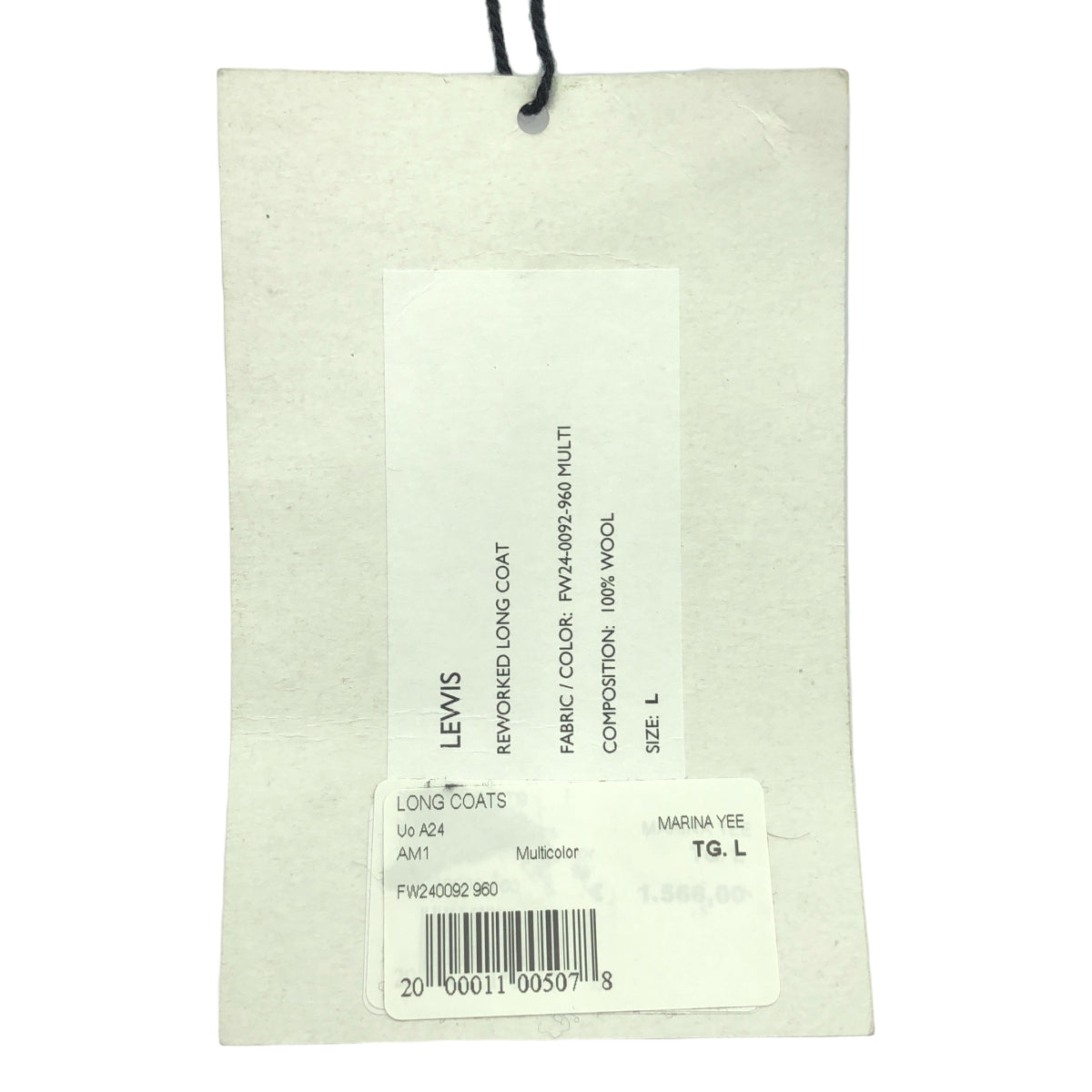 【新品】  MARINA YEE / マリナイー | 2024AW | LEWIS REWORKED LONG COAT ロングコート | L | MULTI | メンズ