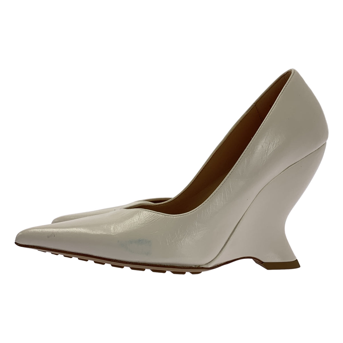 [狀況極佳] BOTTEGA VENETA | 皮革尖頭鞋 | 尺寸 35 | 白色 | 女款