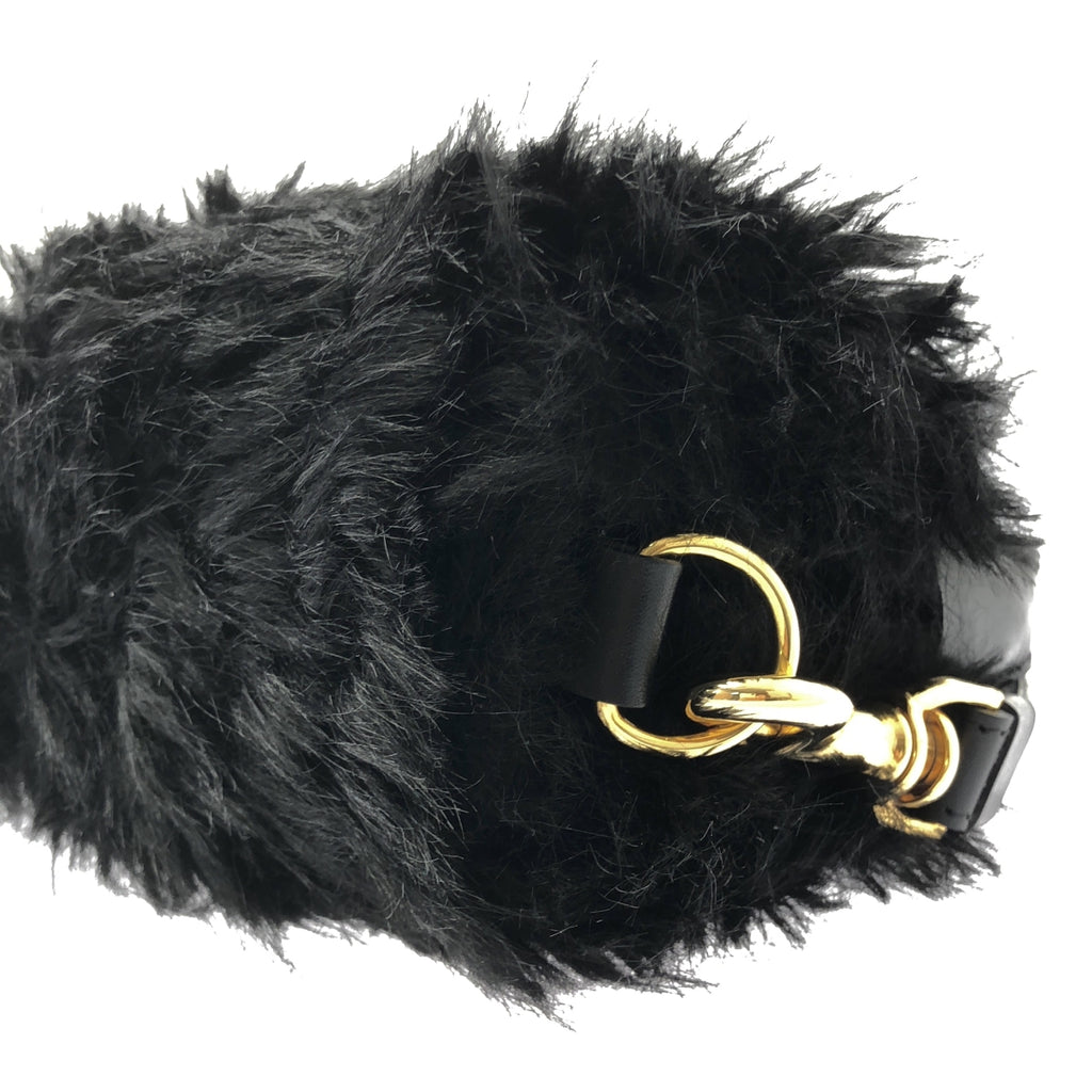 【美品】  sacai / サカイ | 2023AW | Small Pochette Faux Fur 2Way スモールポシェット フェイクファー ハンドバッグ | ブラック / ゴールド | レディース
