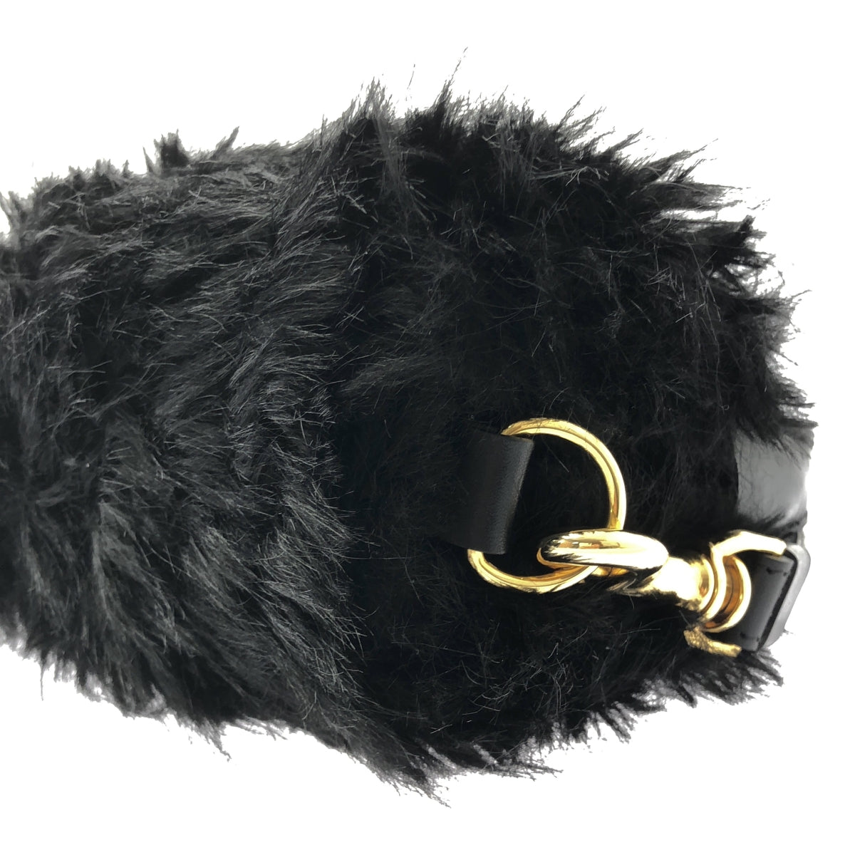 【美品】  sacai / サカイ | 2023AW | Small Pochette Faux Fur 2Way スモールポシェット フェイクファー ハンドバッグ | ブラック / ゴールド | レディース