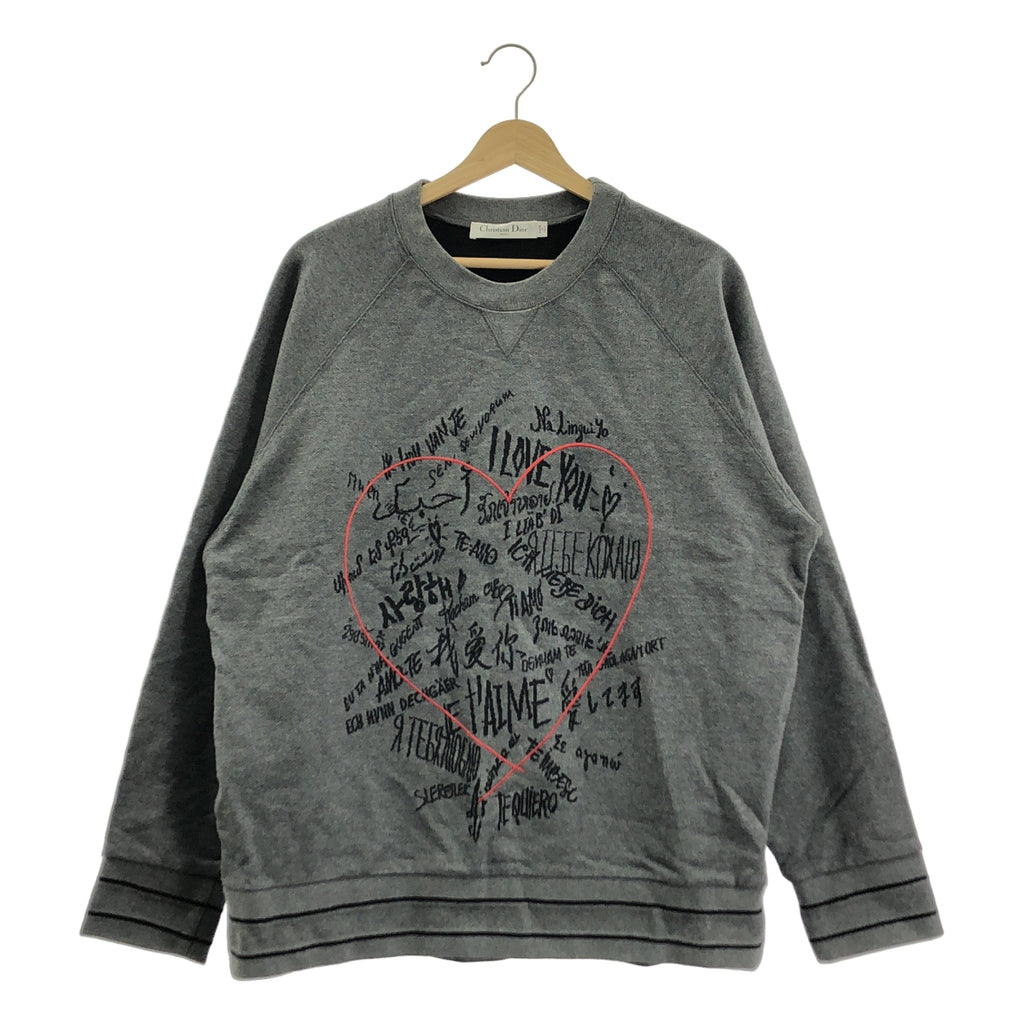 Christian Dior / クリスチャンディオール | アムールグラフィティ ハート刺しゅう クルーネック プルオーバースウェット | 42 |