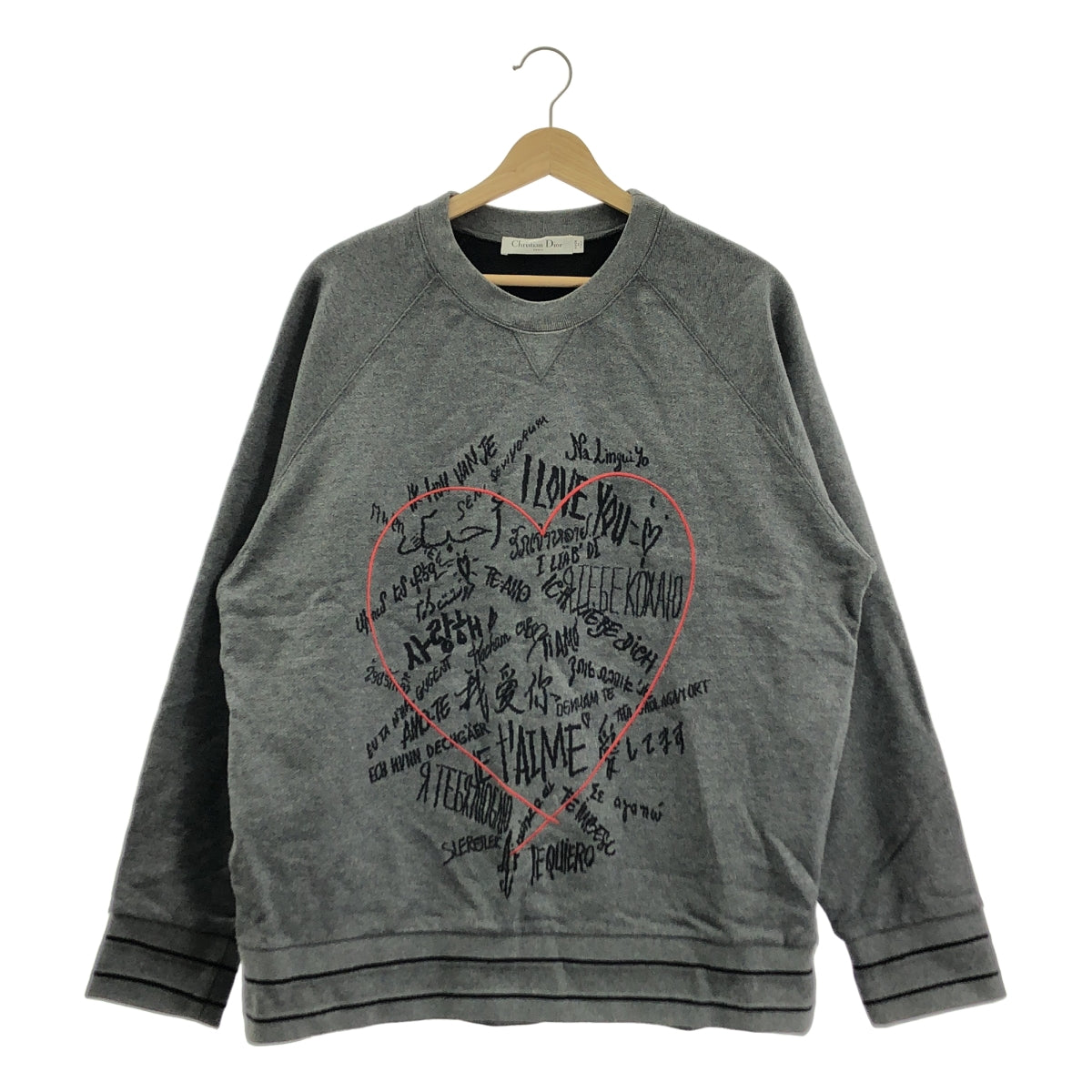 Christian Dior / クリスチャンディオール | アムールグラフィティ ハート刺しゅう クルーネック プルオーバースウェット | 42 |