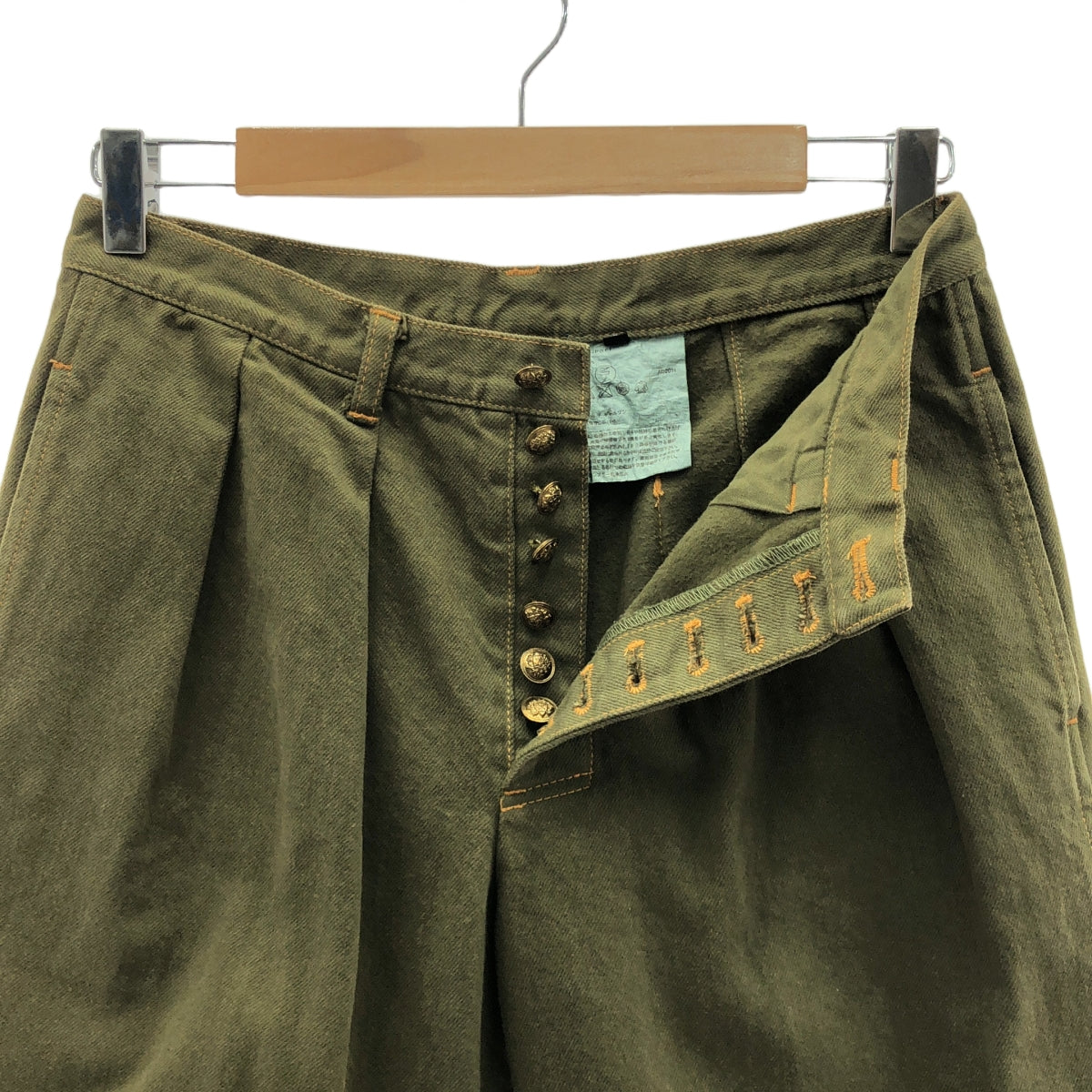トリココムデギャルソン　テーパードパンツ　ツータック　オリーブ　2011AW トリココムデギャルソン テーパードパンツ ツータック オリーブ