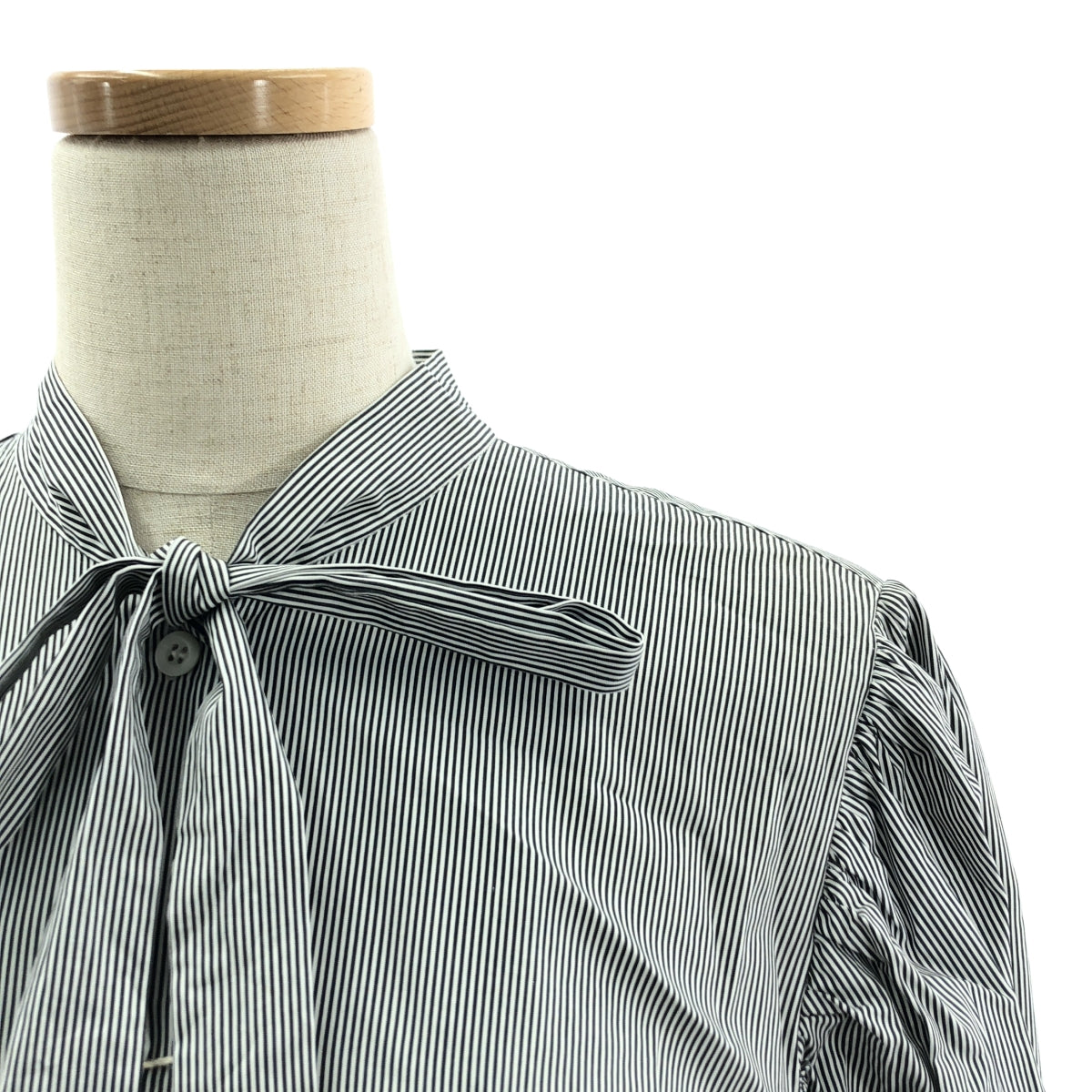 DRIES VAN NOTEN / 드리스 반 노텐 | 코튼 스트라이프 개더 원피스 | 36 | 블랙 / 화이트 | 여성