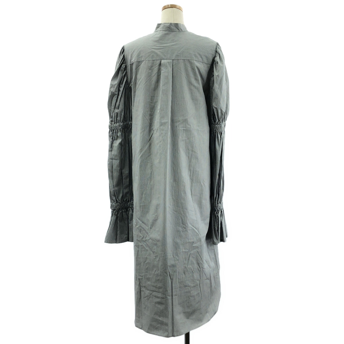 DRIES VAN NOTEN / 드리스 반 노텐 | 코튼 스트라이프 개더 원피스 | 36 | 블랙 / 화이트 | 여성