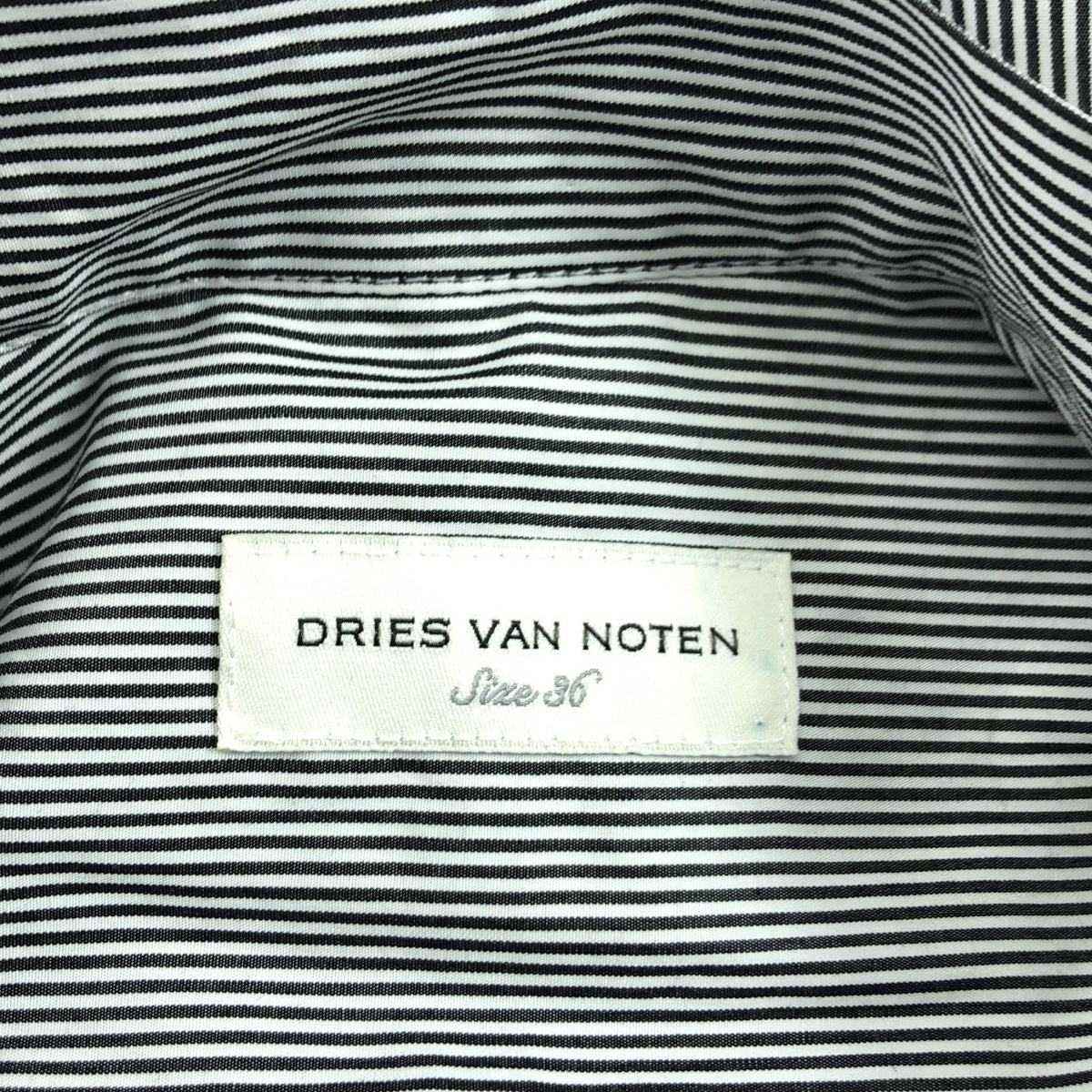 DRIES VAN NOTEN / 드리스 반 노텐 | 코튼 스트라이프 개더 원피스 | 36 | 블랙 / 화이트 | 여성