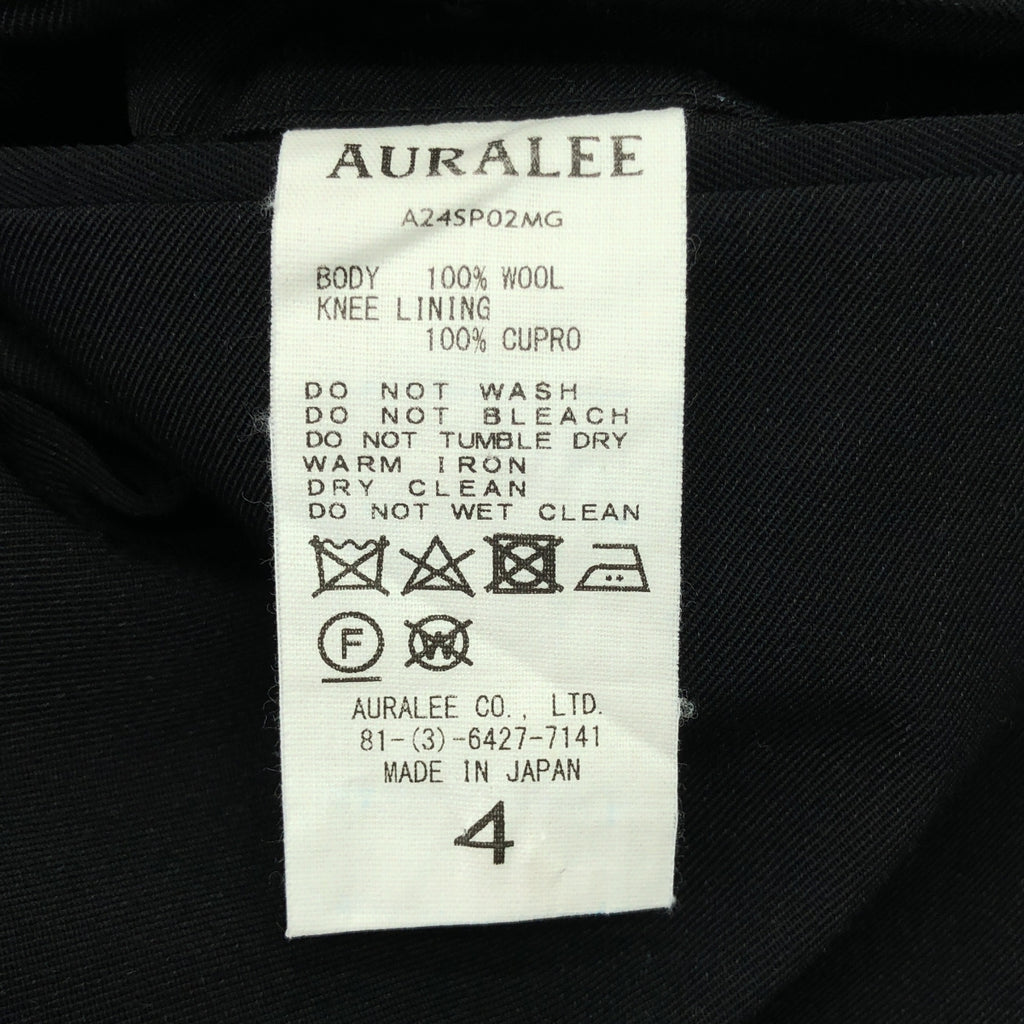 AURALEE | 2024SS | 輕盈羊毛華達呢休閒褲 | 尺寸 4 | 黑色 | 男款