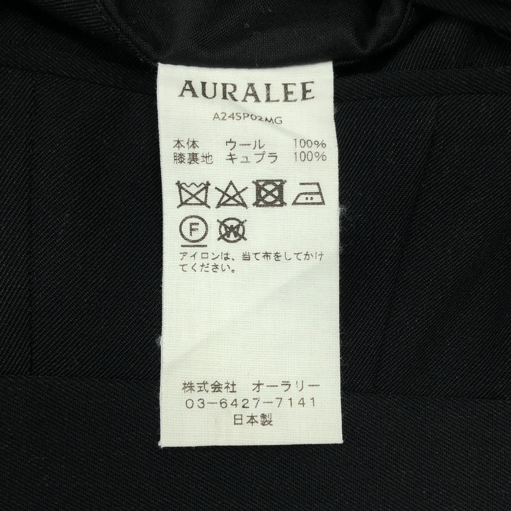 AURALEE | 2024SS | 輕盈羊毛華達呢休閒褲 | 尺寸 4 | 黑色 | 男款