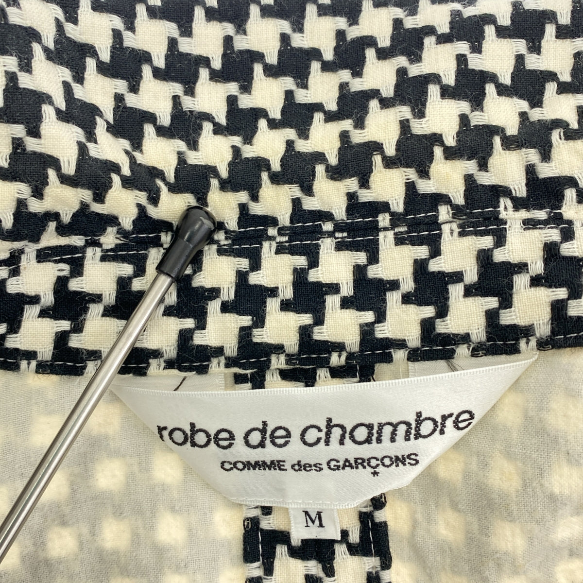 COMME des GARÇONS 睡袍 | 2004 春夏 | 千鳥格棉質鏤空外套 | M 碼 | 黑色/白色 | 女款