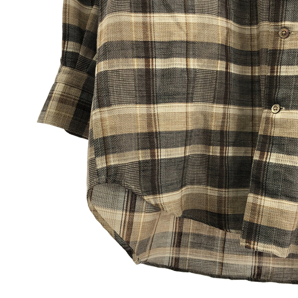 【美品】  INTERIM / インテリム | HYPER BIG SHEER FIL A FIL CHECK GATHER SHIRT ウール混 チェック ハイパービッグシャツ | 3 | ベージュ | メンズ