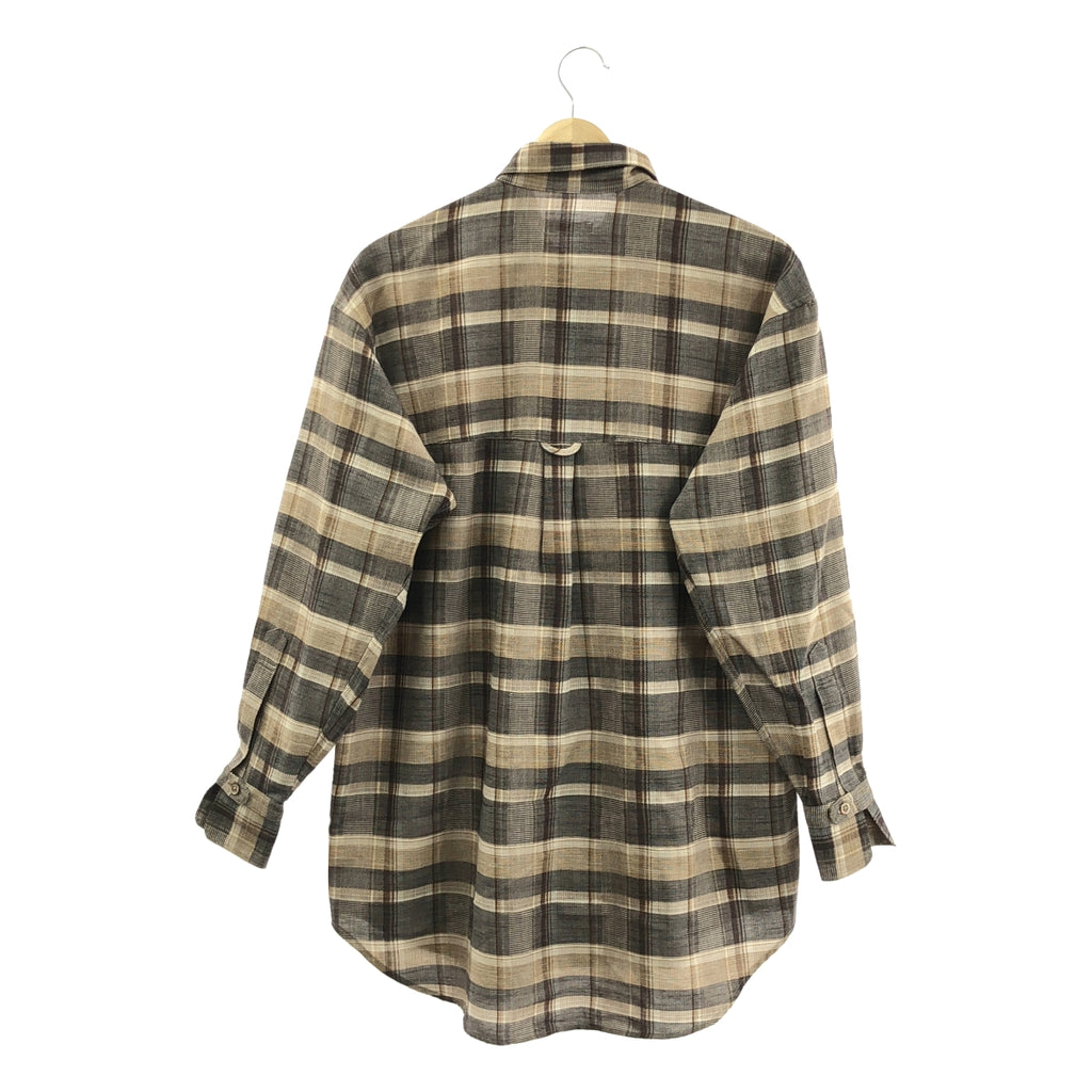 【美品】  INTERIM / インテリム | HYPER BIG SHEER FIL A FIL CHECK GATHER SHIRT ウール混 チェック ハイパービッグシャツ | 3 | ベージュ | メンズ