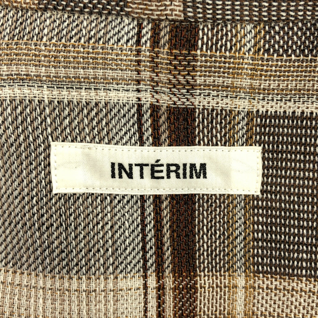 【美品】  INTERIM / インテリム | HYPER BIG SHEER FIL A FIL CHECK GATHER SHIRT ウール混 チェック ハイパービッグシャツ | 3 | ベージュ | メンズ