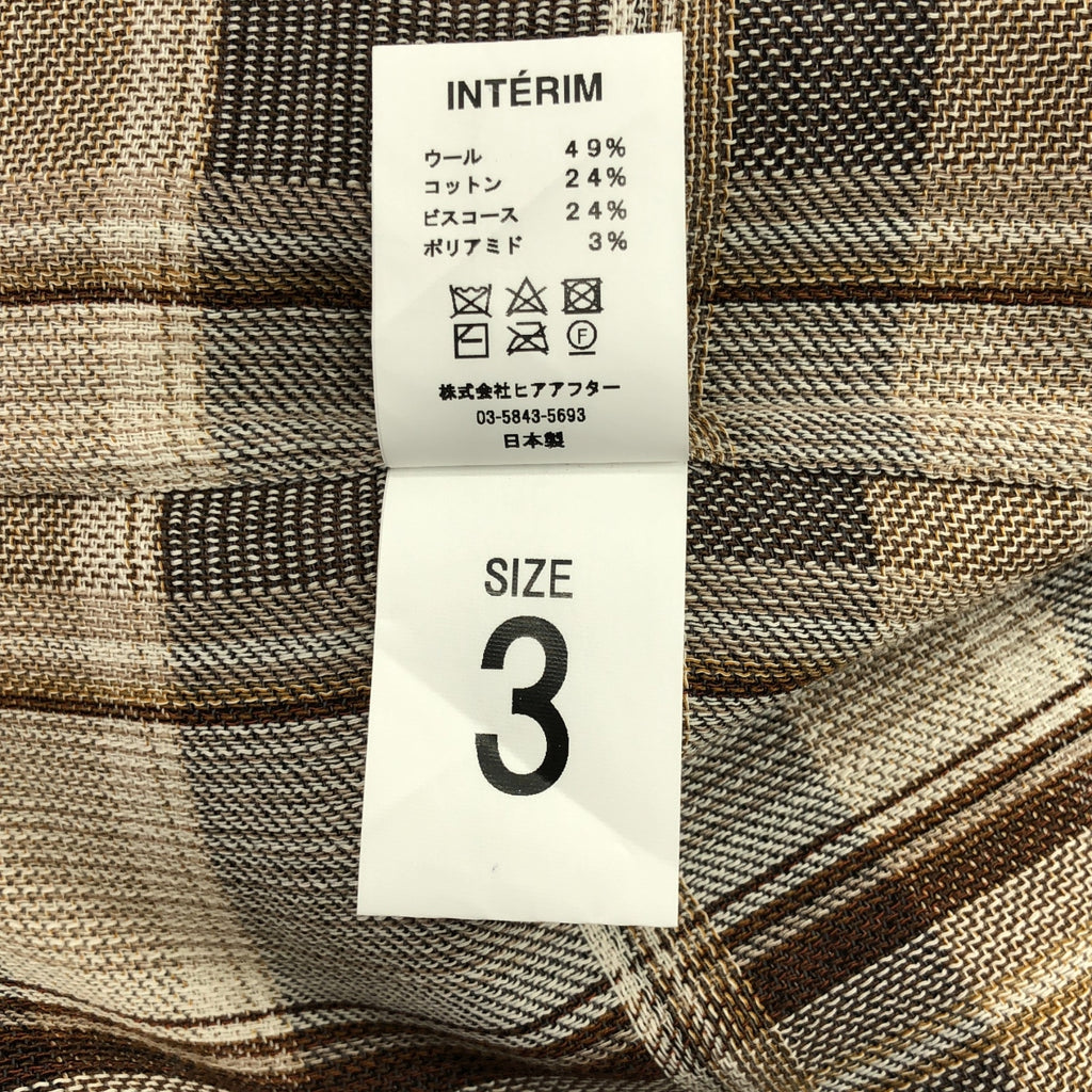 【美品】  INTERIM / インテリム | HYPER BIG SHEER FIL A FIL CHECK GATHER SHIRT ウール混 チェック ハイパービッグシャツ | 3 | ベージュ | メンズ