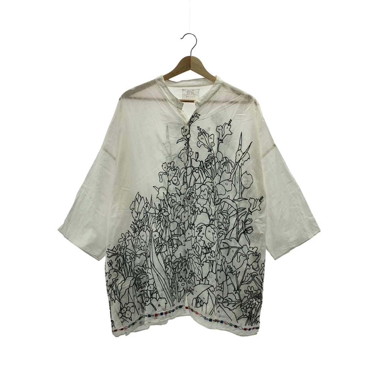 mii / me | 그래픽 인쇄 자수 스키퍼 풀오버 ​​반팔 셔츠 | M |