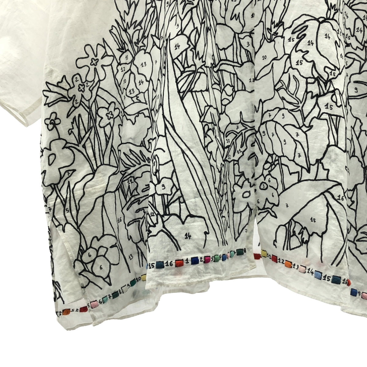 mii / me | 그래픽 인쇄 자수 스키퍼 풀오버 ​​반팔 셔츠 | M |