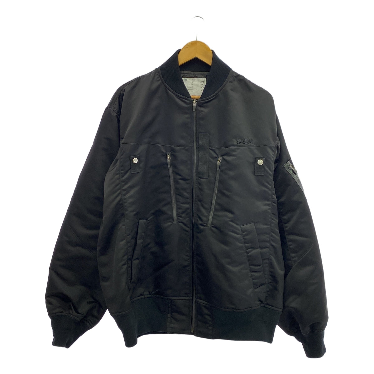 【미품】 sacai / 사카이 | 2023AW | Nylon Twill Blouson / MA-1 로고 폭격기 재킷 블루존 | 3 | 블랙 | 남성