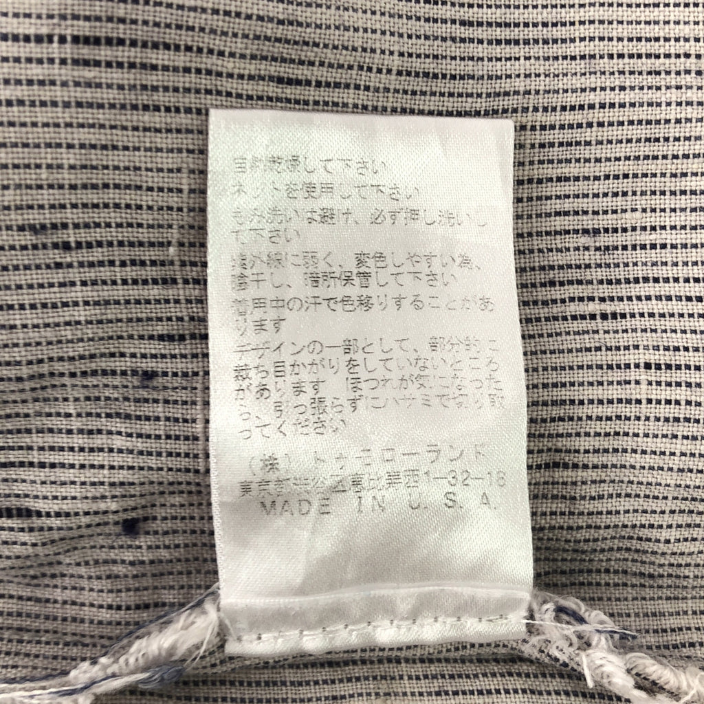 GREG LAUREN / グレッグローレン | STUDIO BIB LIGHT SHIRT リネン ストライプ 切替 バンドカラー シャツ | 1 | グレー系 | メンズ