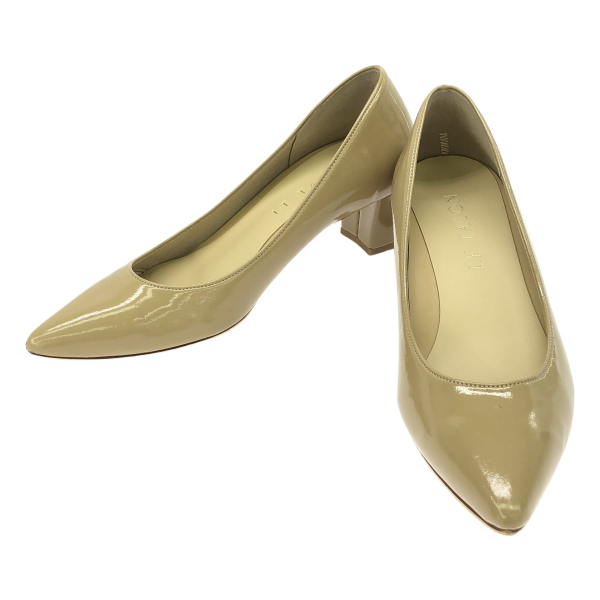 [美麗狀況] Le Talon |漆皮尖頭粗跟高跟鞋 |尺寸 23 |米色 |女性的