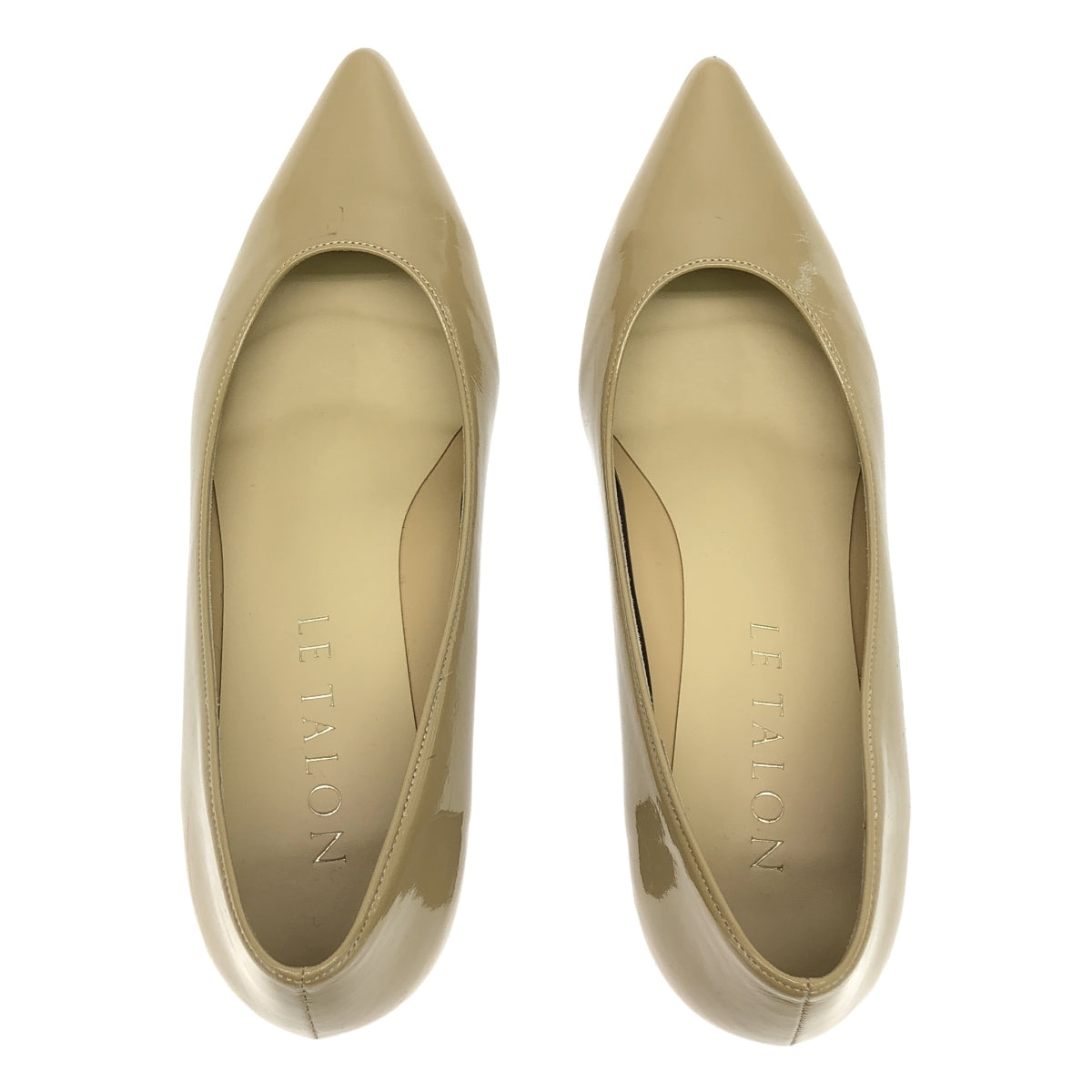[美麗狀況] Le Talon |漆皮尖頭粗跟高跟鞋 |尺寸 23 |米色 |女性的