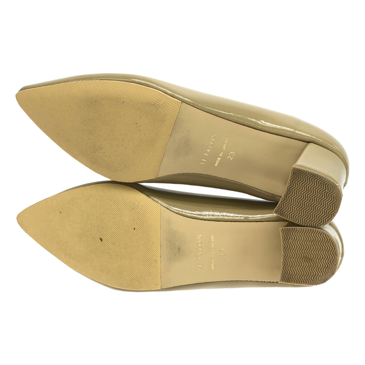 [美麗狀況] Le Talon |漆皮尖頭粗跟高跟鞋 |尺寸 23 |米色 |女性的