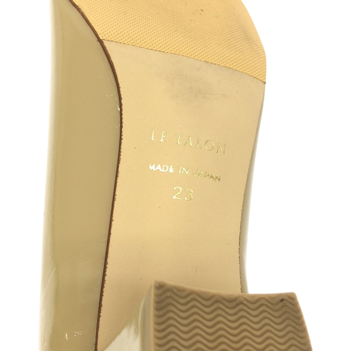 【美品】  Le Talon / ルタロン | パテントレザー ポインテッドトゥ チャンキーヒール パンプス | 23 | ベージュ | レディース