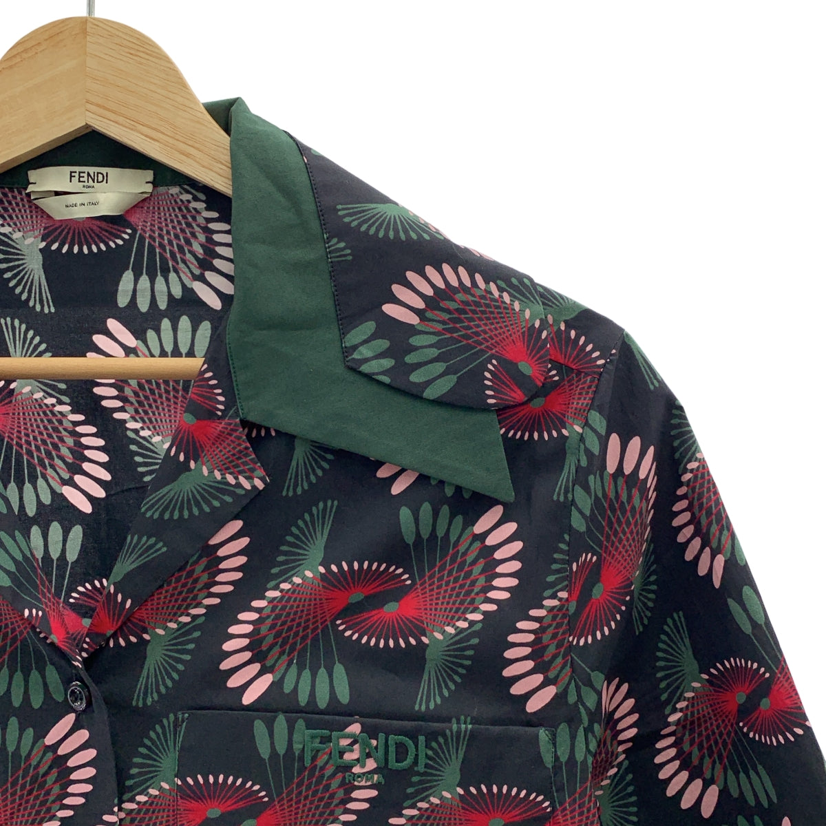 FENDI / フェンディ | コットン 総柄 プリント オープンカラー シャツ | 36 | レディース