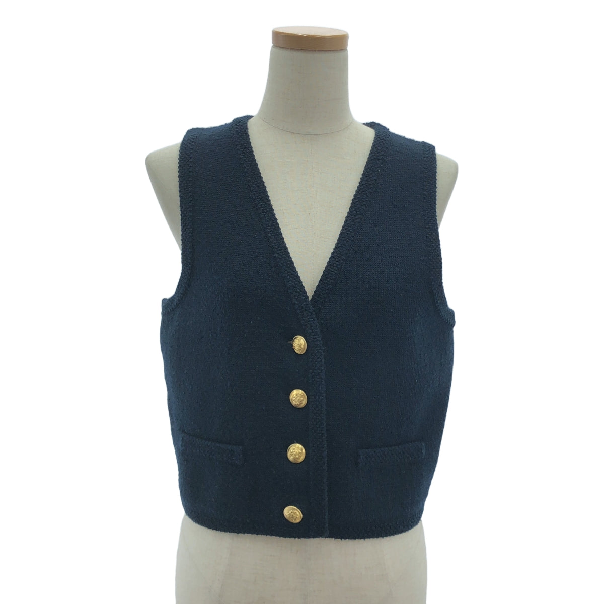CELINE / 셀린느 | CROPPED VEST IN WOOL 크롭드 베스트 질레 | M | 네이비 | 여성