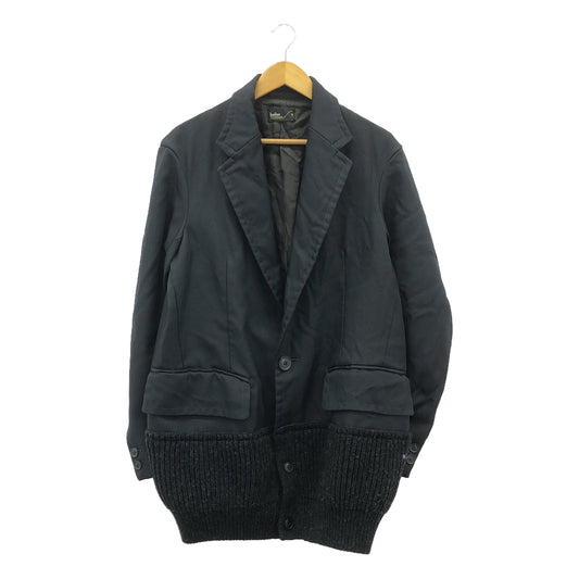 【美品】  kolor / カラー | ドッキング ニット 切替 シングルブレスト PE ヘヴィツイル JACKET | 1 | ネイビー / ブラック | メンズ