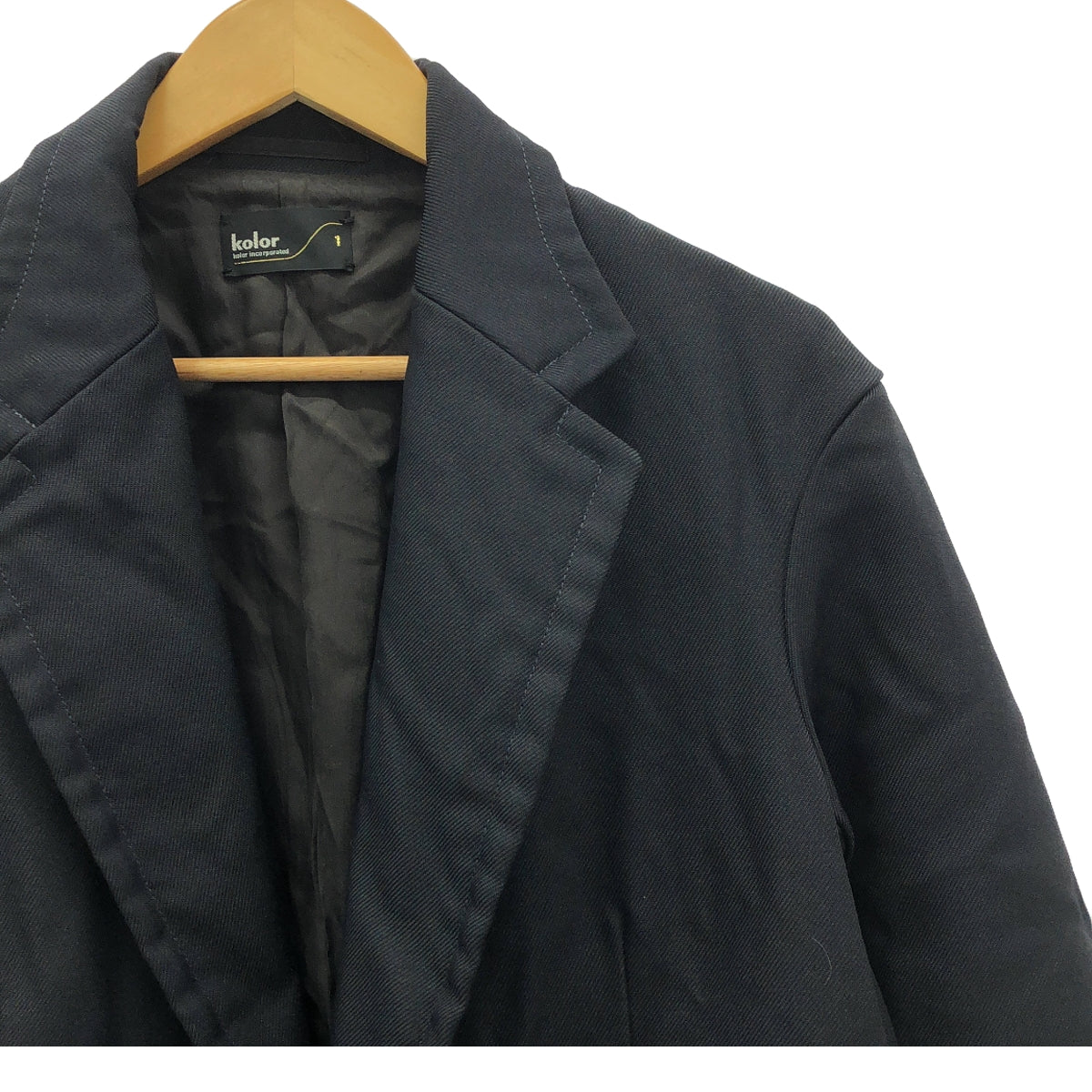 【美品】  kolor / カラー | ドッキング ニット 切替 シングルブレスト PE ヘヴィツイル JACKET | 1 | ネイビー / ブラック | メンズ