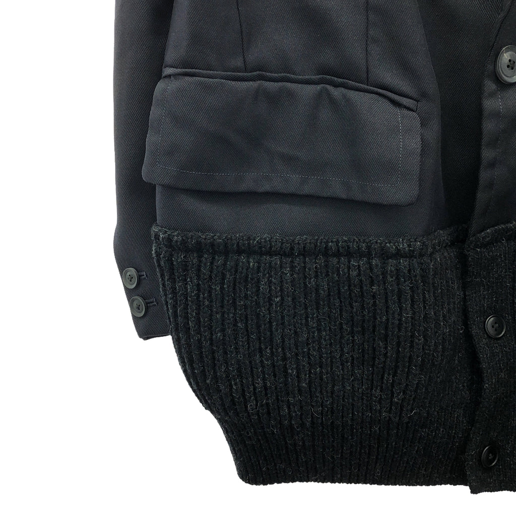 【美品】  kolor / カラー | ドッキング ニット 切替 シングルブレスト PE ヘヴィツイル JACKET | 1 | ネイビー / ブラック | メンズ