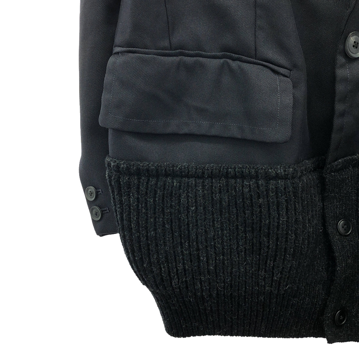 【美品】  kolor / カラー | ドッキング ニット 切替 シングルブレスト PE ヘヴィツイル JACKET | 1 | ネイビー / ブラック | メンズ