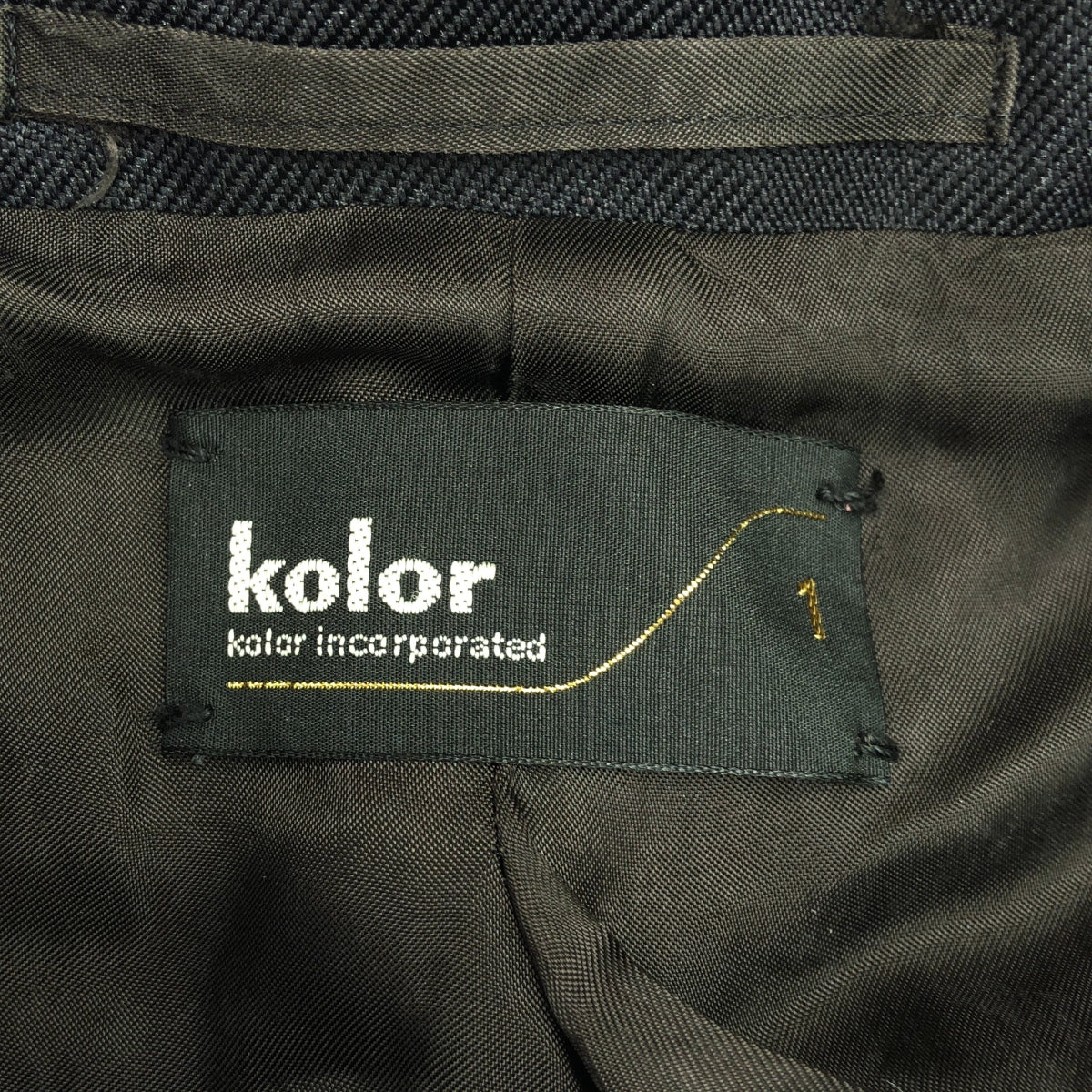 【美品】  kolor / カラー | ドッキング ニット 切替 シングルブレスト PE ヘヴィツイル JACKET | 1 | ネイビー / ブラック | メンズ