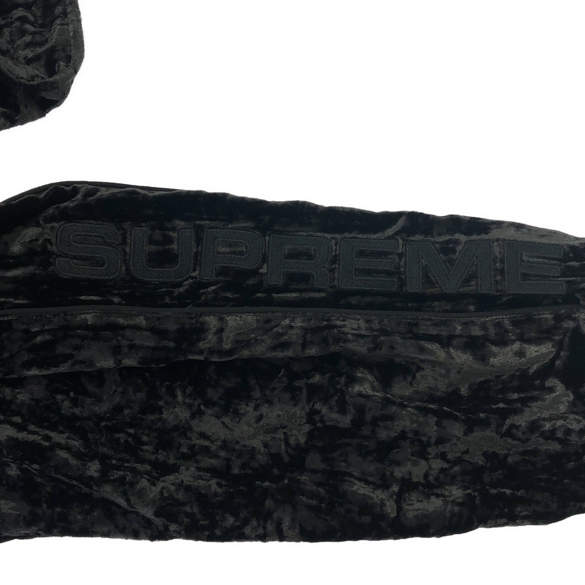 [狀況良好] SUPREME | 2023秋冬 |壓碎天鵝絨運動夾克 |加大尺碼 |黑色 |男士