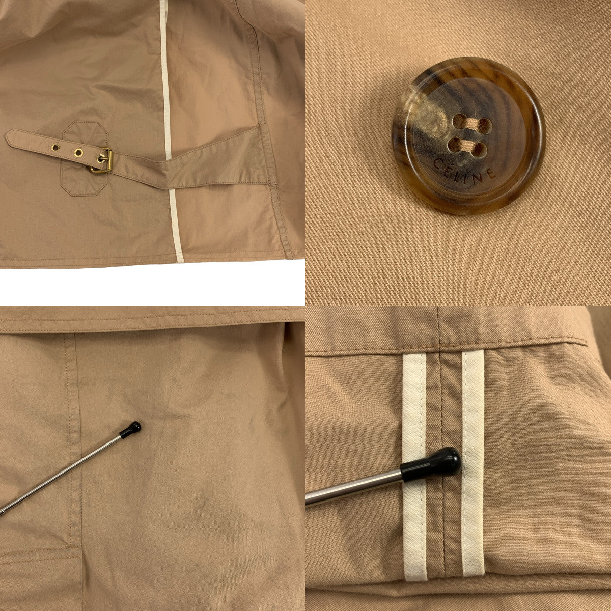 CELINE / セリーヌ | フィービー期 ロゴボタン ベルテッド ダブル コート | 36 | ベージュ | レディース