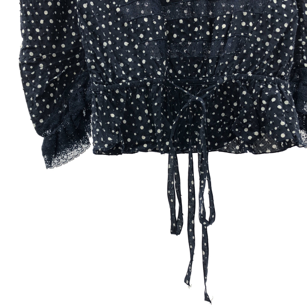 MARC JACOBS / マークジェイコブス | ドット レース切替 パフスリーブ プルオーバー シャツ | ネイビー/ホワイト | レディース