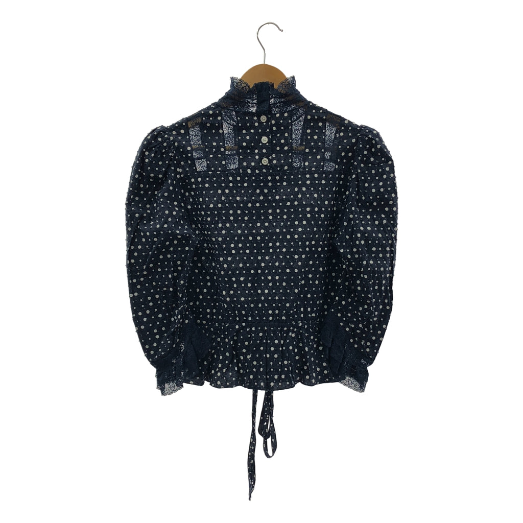 MARC JACOBS / マークジェイコブス | ドット レース切替 パフスリーブ プルオーバー シャツ | ネイビー/ホワイト | レディース