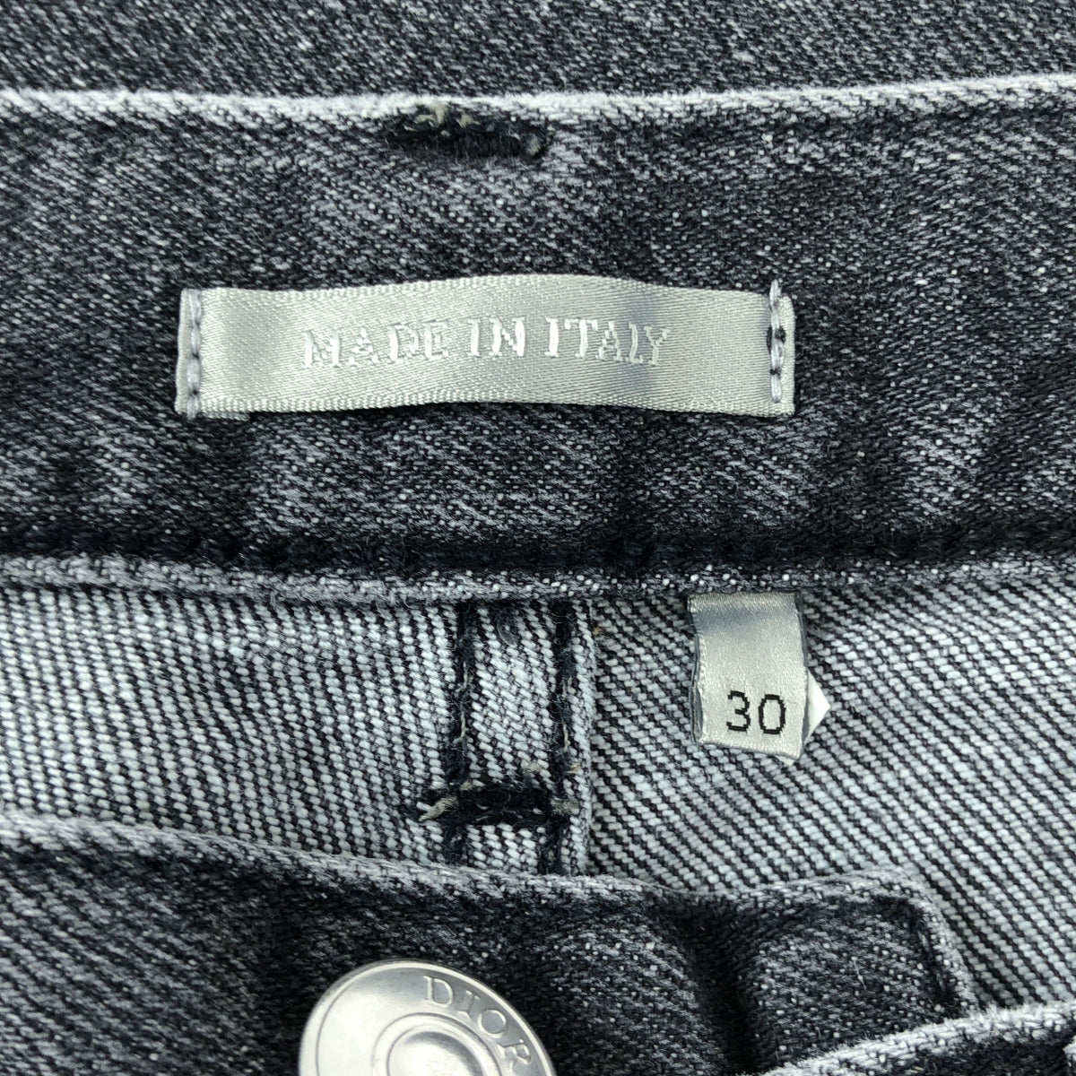 Dior / ディオール | ロゴ レザーパッチ ブラックデニム スキニーパンツ | 30 | チャコールグレー | メンズ