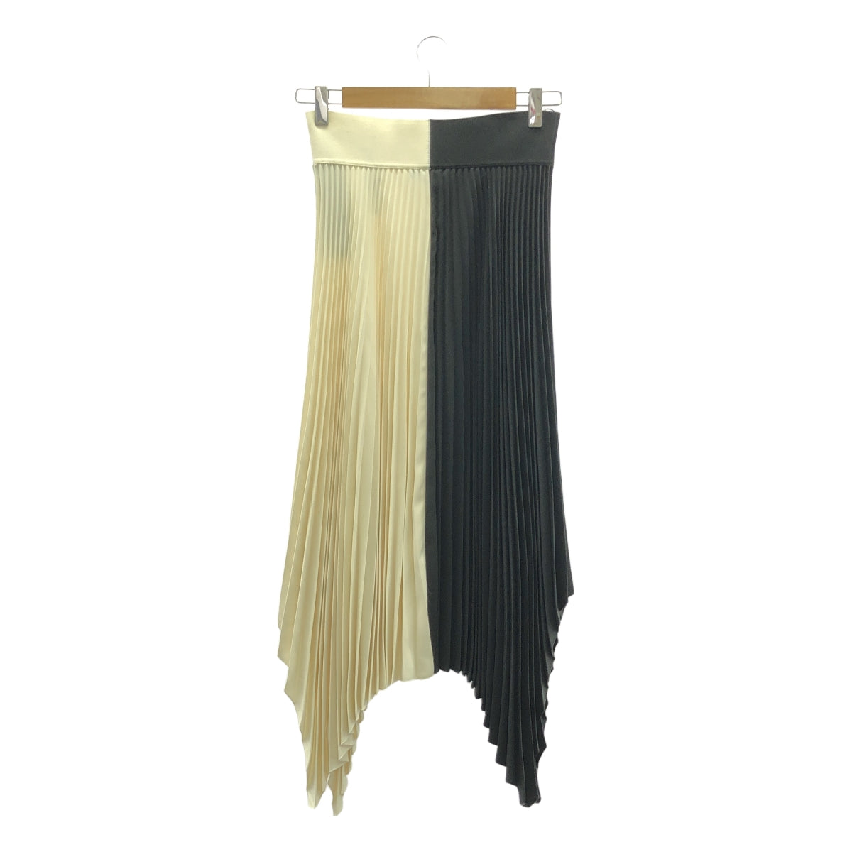 【신품】 JOSEPH / 조셉 | Ade A-Skirt-Pleated Rib 플리츠 리브 아데스커트 | 38 | 블랙/아이보리 | 여성