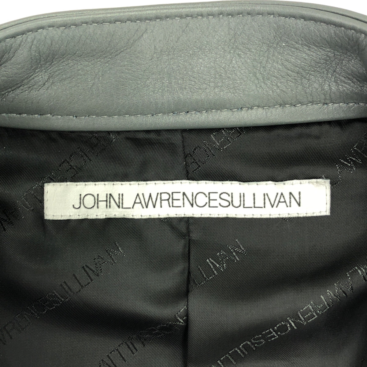 【美品】  JOHN LAWRENCE SULLIVAN / ジョンローレンスサリバン | 牛革 / カウレザー シングル ライダース ジャケット / ロゴ総裏地 | 46 | グレー | メンズ