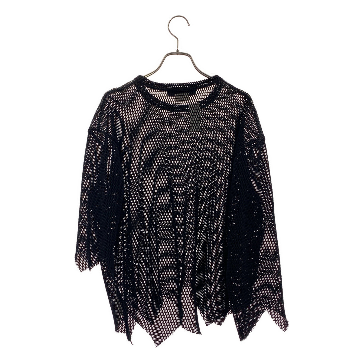 BLACK COMME des GARCONS / ブラックコムデギャルソン | 2023SS | ポリエステル 変形 メッシュ クルーネック Tシャツ カットソー | S | メンズ
