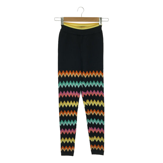 MISSONI / 미소니 | 테두리 니트 레깅스 바지 | XS | 블랙 / 멀티 | 여성
