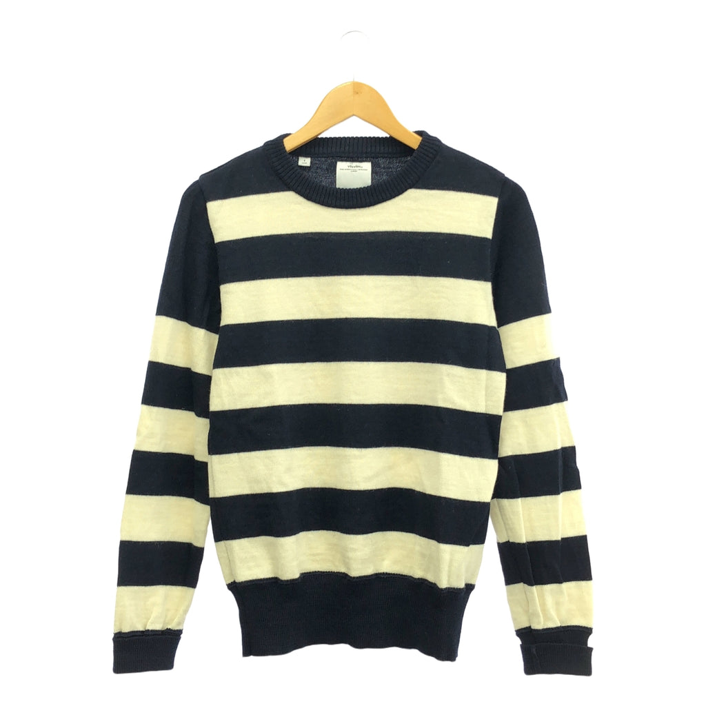 visvim / ビズビム | 2015SS | CREW NECK SWEATER FR BORDER ボーダー ウール ニット | 1 | ネイビー / オフホワイト | メンズ