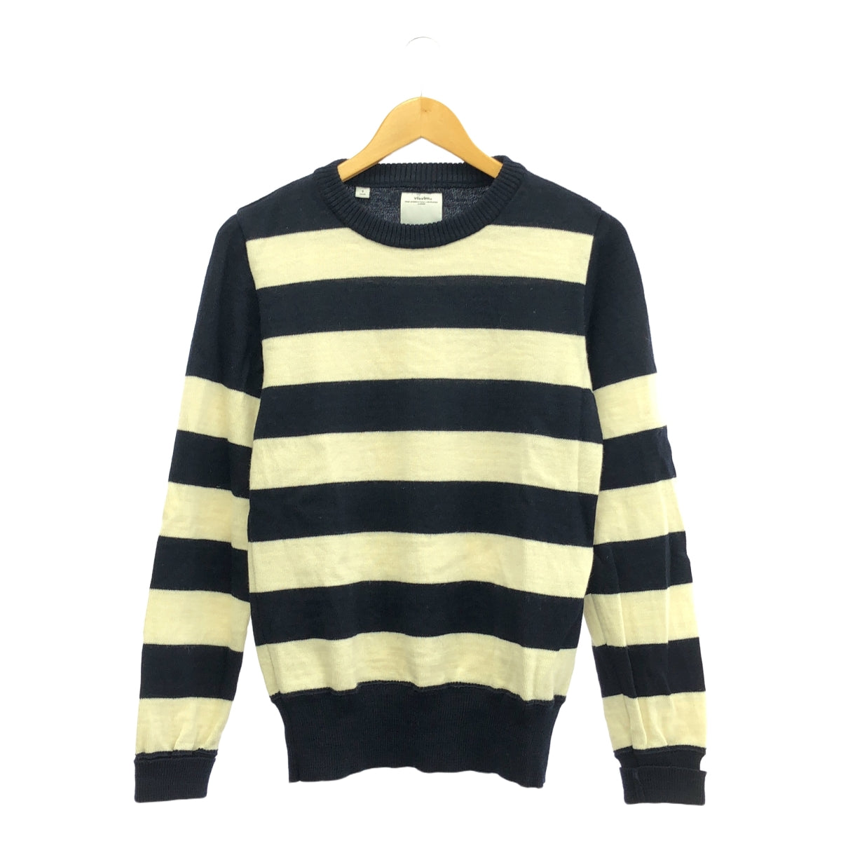visvim / ビズビム | 2015SS | CREW NECK SWEATER FR BORDER ボーダー ウール ニット | 1 | ネイビー / オフホワイト | メンズ