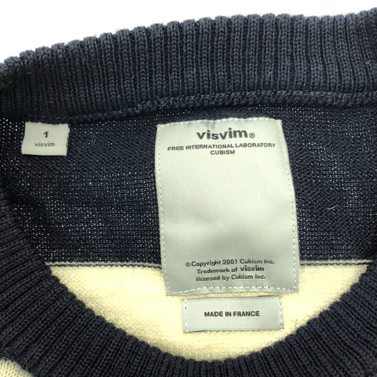 visvim / ビズビム | 2015SS | CREW NECK SWEATER FR BORDER ボーダー ウール ニット | 1 | ネイビー / オフホワイト | メンズ