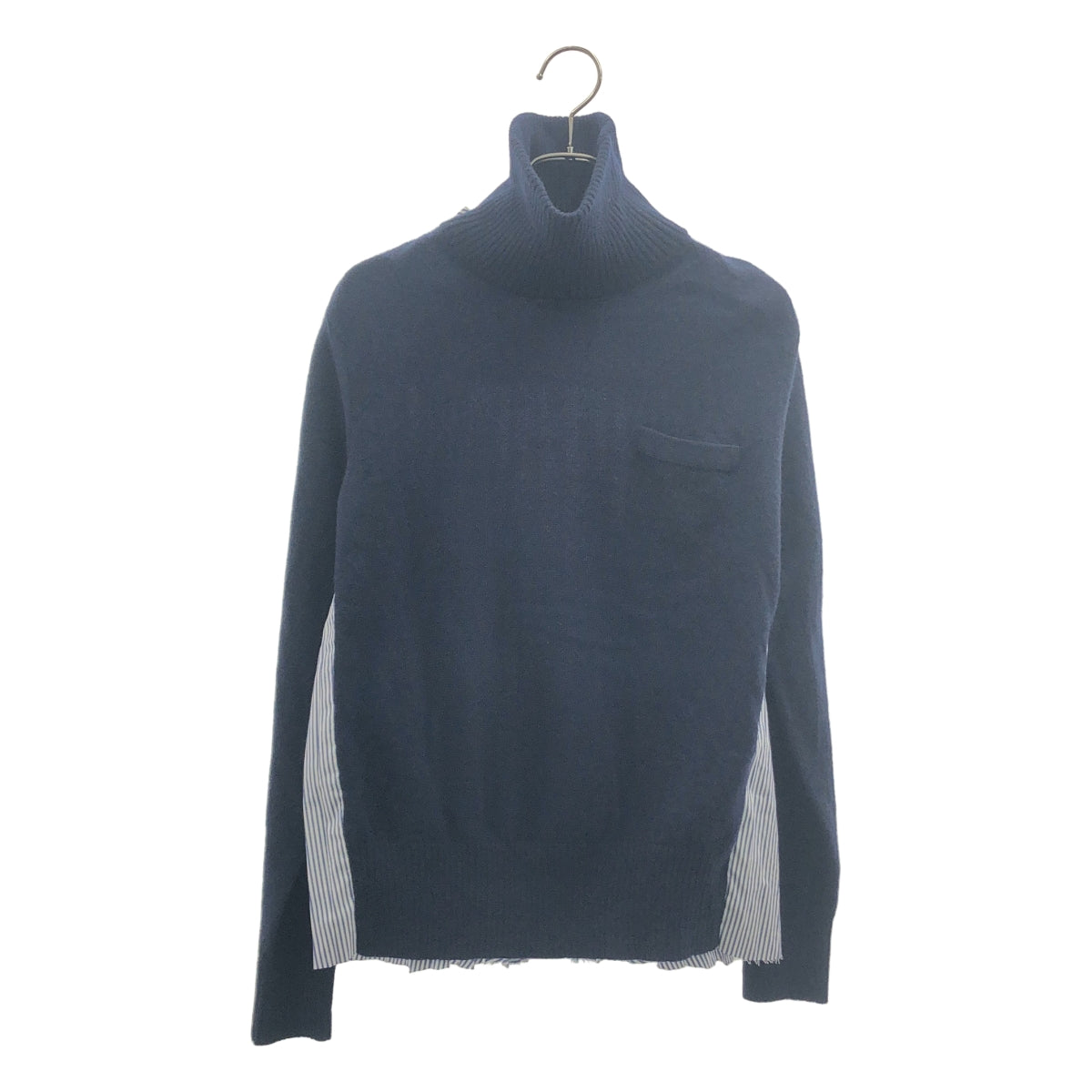 sacai / 사카이 | 다른 소재 전환 백 플리츠 터틀넥 니트 | S | 여성